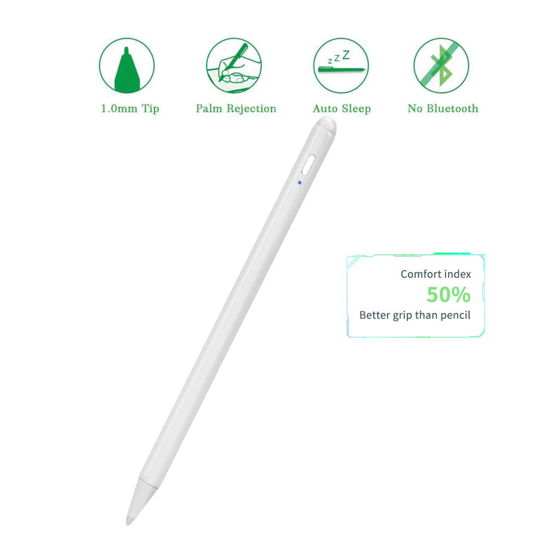 [Australia - AusPower] - 2021 12.9-inch iPad Pro Stylus Pencil,1.5mm Fine Pom Tip Palm Rejection Stylus Pens Compatible with Apple Pencil for 2021 12.9-inch iPad Pro Stylus Pen for Write/Draw/Sign/Sketch,White 