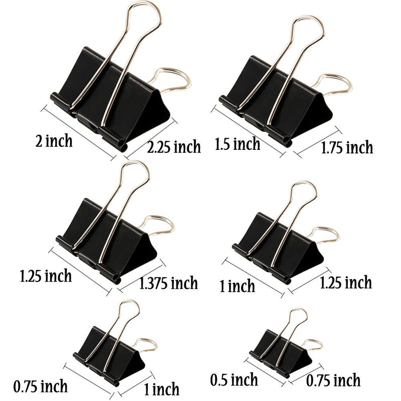 [Australia - AusPower] - Binder Clips Paper Clamp for Paper-130 Pcs Clips Paper Binder Assorted Sizes (Black) 