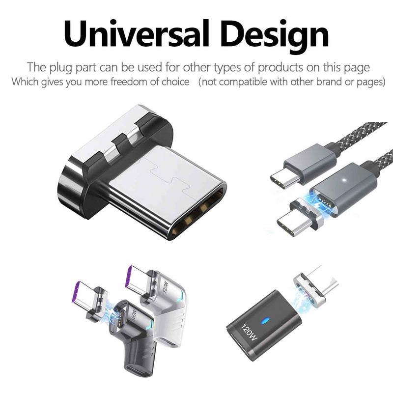[Australia - AusPower] - Sisyphy USB C Magnetic Adapter (Straight 2Packs), USB2.0 Type C Connector with PD 120W Charge and 480Mbps Data Transfer, Compatible for MacBook Pro/Air iPad Pro and More USB C Devices 2Packs*Black Straight 