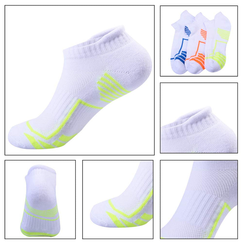 [Australia - AusPower] - Mens Ankle Athletic Low Cut Socks for Men Sports Running Cushion 6 Pack White(6 Pairs） 