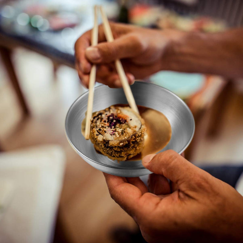 [Australia - AusPower] - Hemoton 8pcs Stainless Steel Sauce Dishes Round Seasoning Dishes Sushi Dipping Bowl Saucers Bowl Mini Appetizer Plates Seasoning Dish Saucer Plates 3.15 Inch 1 