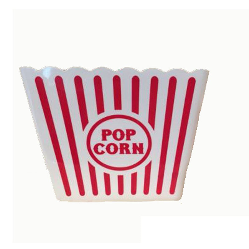 [Australia - AusPower] - [Novelty Place] Plastic Red & White Striped Classic Popcorn Containers for Movie Night - 8" Square x 7" Deep (1 Pack) 1 pack 