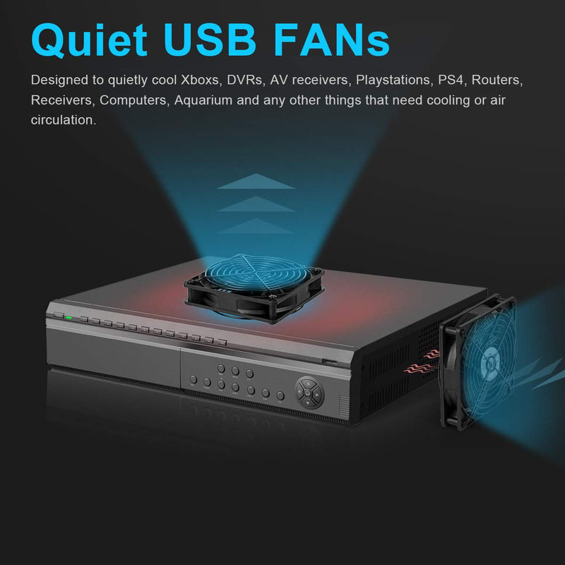 [Australia - AusPower] - Dual 120mm USB Fan with 3 Speed Controller, KEYNICE DC 5V Powered Desk Fan for AV Receiver DVR Playstation TV Box Computer Cabinet Cooling 