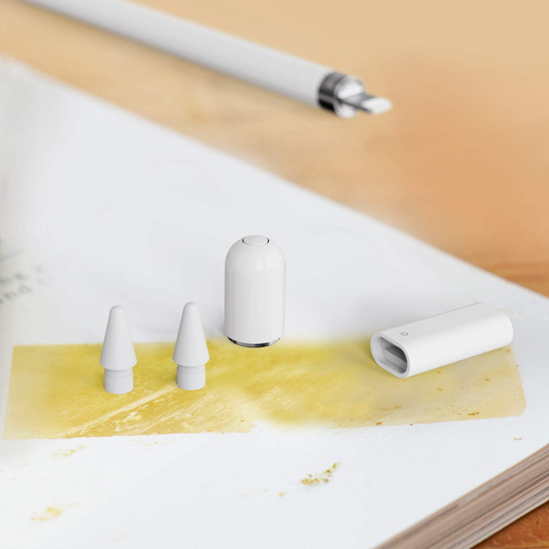 [Australia - AusPower] - Delidigi iPencil Magnetic Cap Plus Charging Adapter and Tips Replacement Accessories Set for Apple Pencil 1st Generation(Cap+Tips+Adapter) 