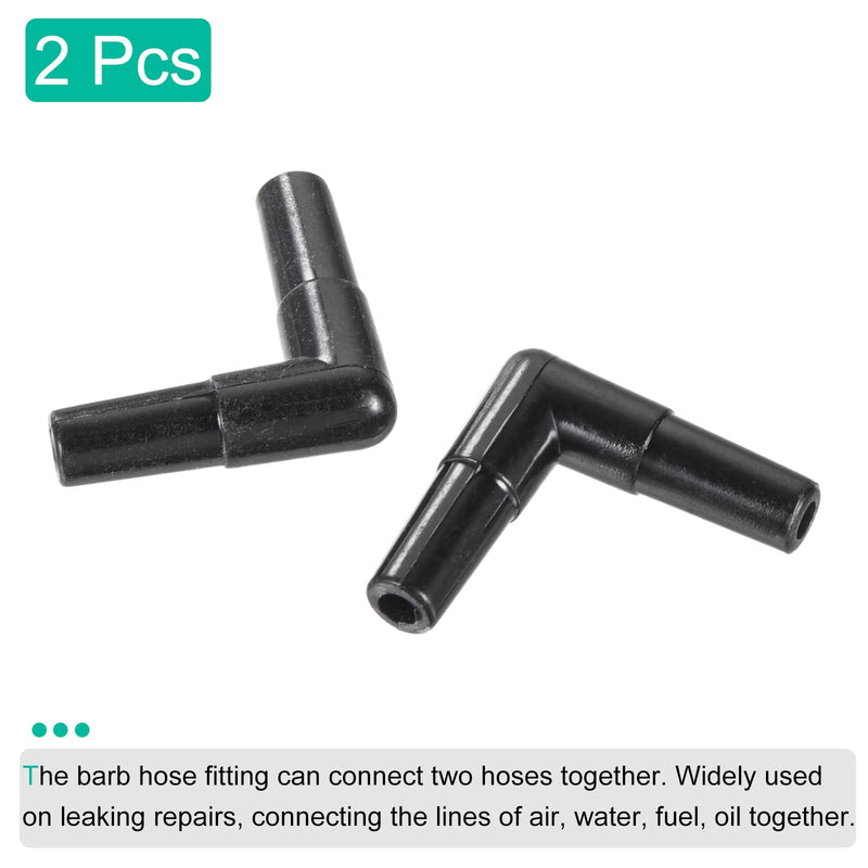 [Australia - AusPower] - MECCANIXITY Barb Hose Fitting, 5mm Barbed Dia. Plastic Elbow Coupler Quick Connector Adapter, Black Pack of 2 