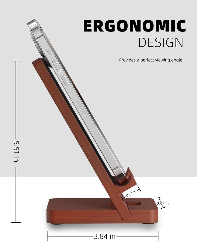 [Australia - AusPower] - T TARANTO Wood Cell Phone Stand, Phone Holder for Desk, Tablet Display Stand for iPad, Compatible with All Mobile Phones, Wooden Office Desk Accessories Brown 