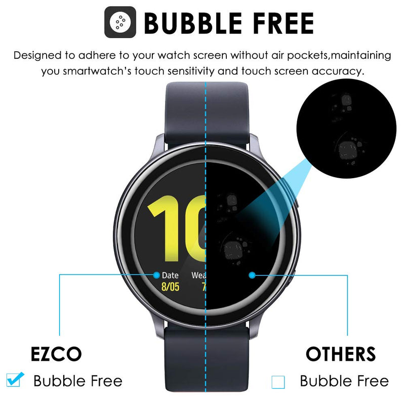[Australia - AusPower] - EZCO 3-Pack Screen Protector Compatible with Samsung Galaxy Watch Active 2 40mm / 44mm, Waterproof 3D Full Coverage Screen Protector Cover Shell Film Accessories for Galaxy Active 2 Smart Watch 