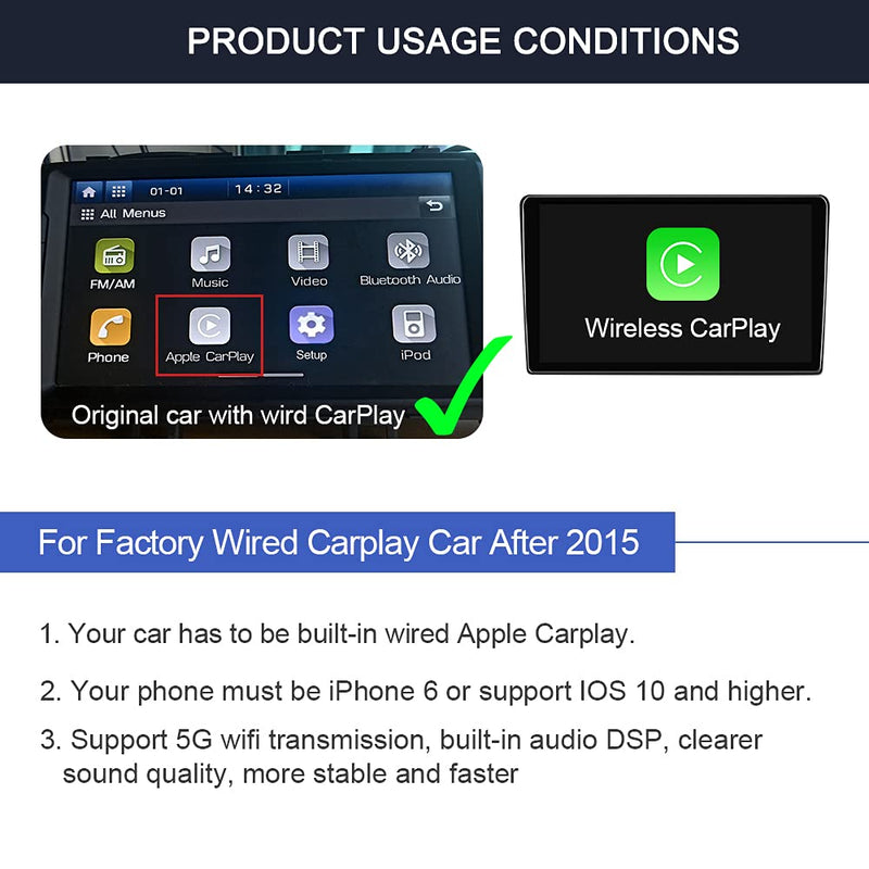 [Australia - AusPower] - 2022 CarlinKit 3.0 Wireless CarPlay Adapter Dongle. Compatible with 98% Factory Wired CarPlay Cars, Wired CarPlay to Wireless CarPlay, Have Faster Wi-Fi 5G Support i0S auto Connect One-Click Upgrade 