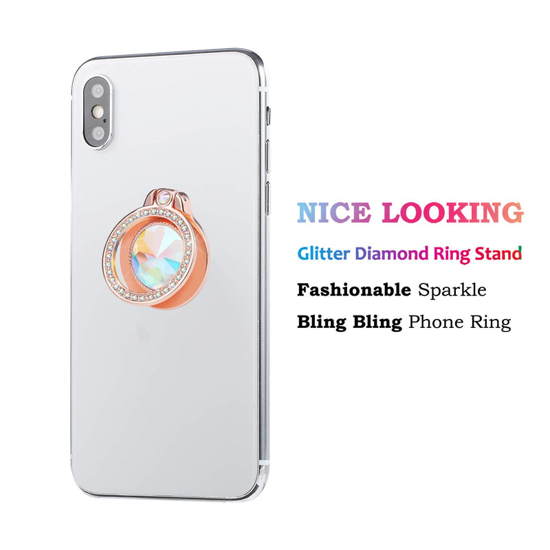 [Australia - AusPower] - lenoup Glitter Bling Bling Phone Ring Holder, Sparkle Phone Ring Artificial Diamond Stand, Rhinestone Cell Phone Finger Ring for Phones,Pad(Rose Gold) Rose Glod 