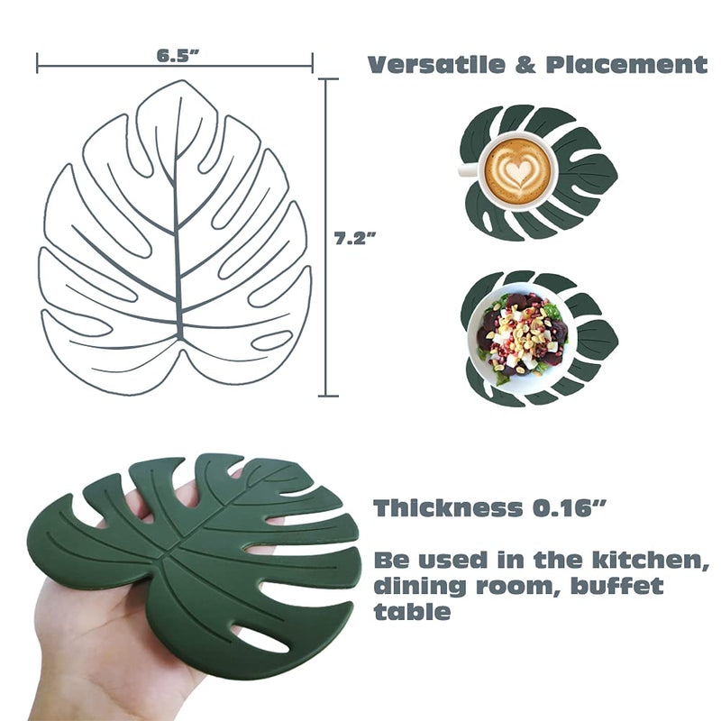 [Australia - AusPower] - AIWANTING Silicone Trivet Mat, Multi-Use Kitchen Hot Pot Holder Hot Pads for Table & Countertop Heat Resistant Pot Mat, Oven Mitts, Non-Slip and Flexible Leaf Design Trivet Set of 2 
