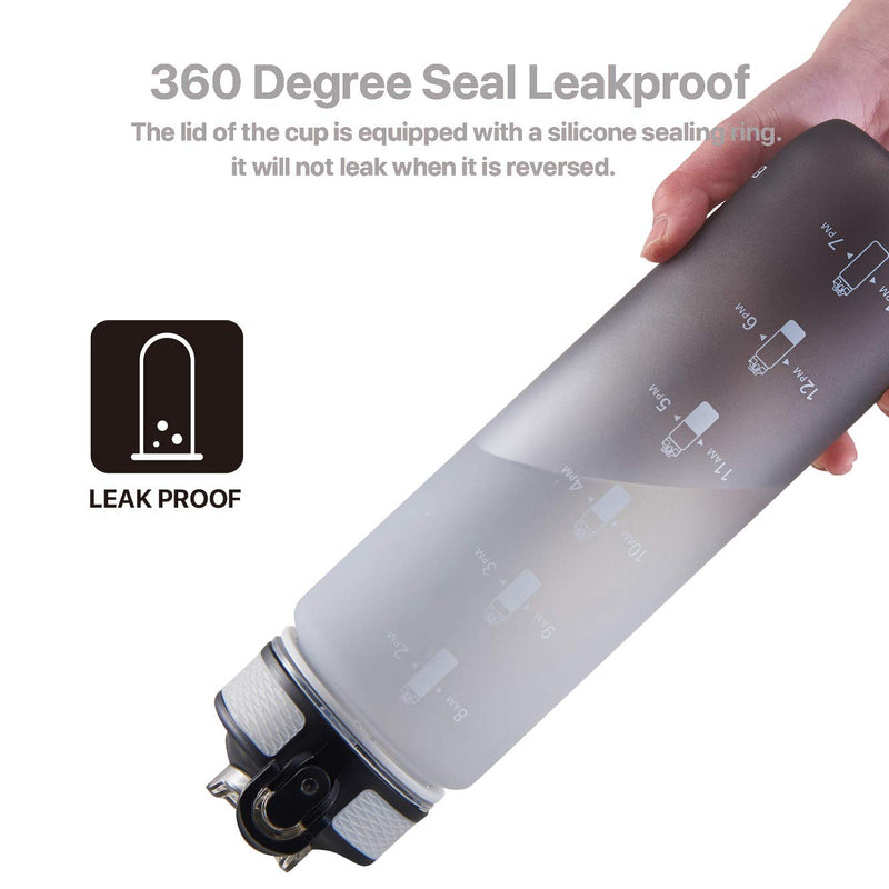 [Australia - AusPower] - EYQ 32 oz Water Bottle with Time Marker, Carry Strap, Leak-Proof Tritan BPA-Free, Ensure You Drink Enough Water for Fitness, Gym, Camping, Outdoor Sports 