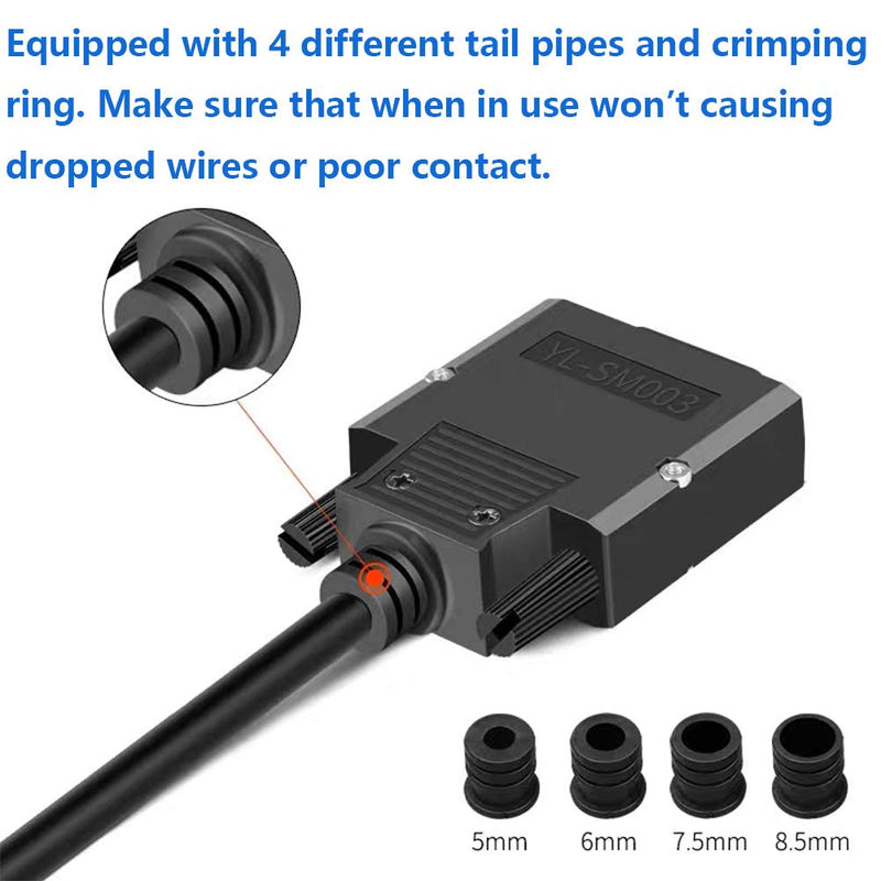 [Australia - AusPower] - Jienk 4PCS DB15 Female Solderless Breakout Board Connector, RS232 D-SUB Serial to 9pin Port Terminal Block 16mm Thinner Solderfree Adaptor with Case Long Bolts Tail Pipe Black Case DB15 Female 