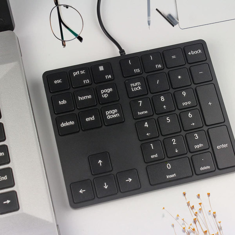 [Australia - AusPower] - Merdia Numeric Keypad Wired Numpad 34 Keys External Mini Slim Keyboard Magicforce for Financial Cashier Securities-Black Black 