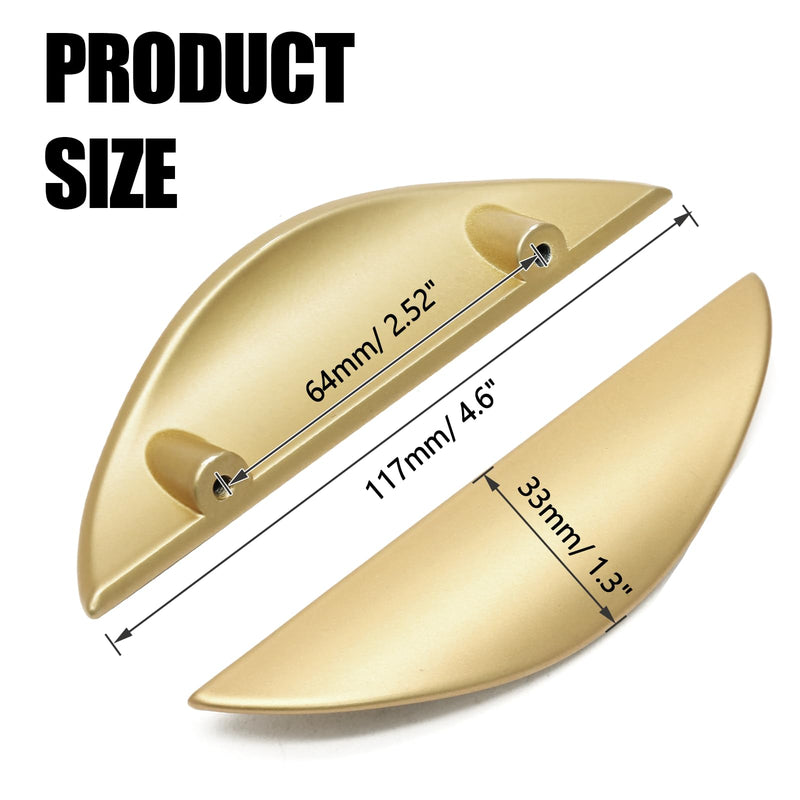 [Australia - AusPower] - Zorfeter Crescent Brushed Gold Cabinet Pulls, 2-1/2 Inch (64MM) Hole Centers Stylish Half Moon Drawer Pulls Semicircle Durable Kitchen Hardware for Cupboards, Drawers, Pack of 4 2-1/2 Inch Hole Centers 