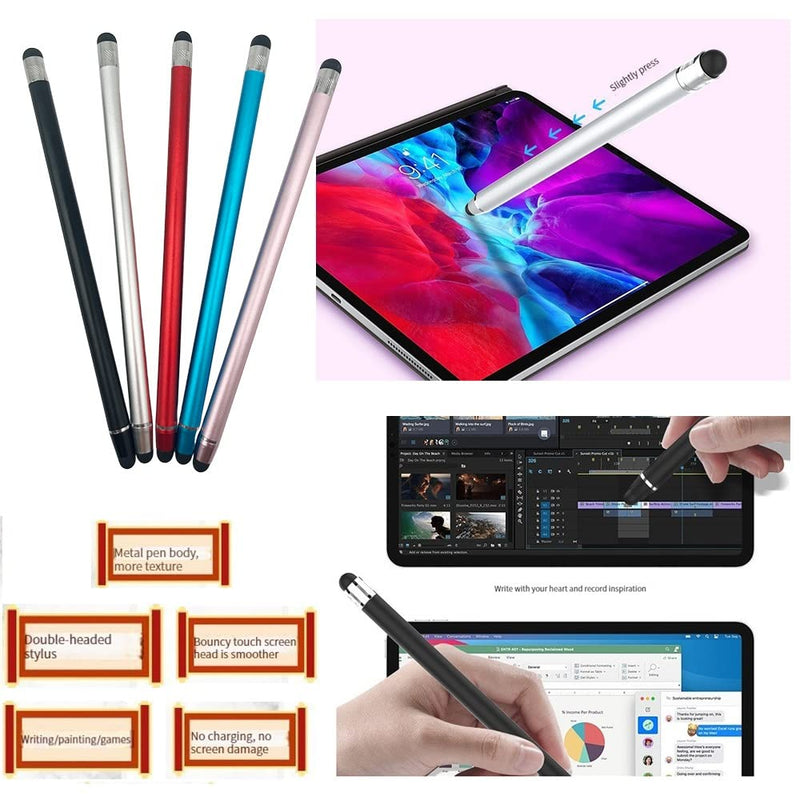 [Australia - AusPower] - Stylus Pens for Touch Screens(5 Pack), 10 Replaceable Tips High Precision Capacitive Stylus Pen for iPad iPhone Android Tablets and All Universal Touch Screen Devices Black/silver/red/purple/blue 
