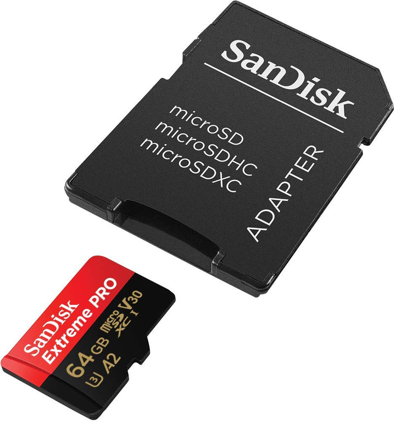 [Australia - AusPower] - SanDisk 64GB Micro SDXC Memory Card Extreme Pro (2 Pack) Works with GoPro Hero 9 Black Action Camera U3 V30 4K Class 10 (SDSQXCY-064G-GN6MA) Bundle with 1 Everything But Stromboli TF & SD Card Reader 