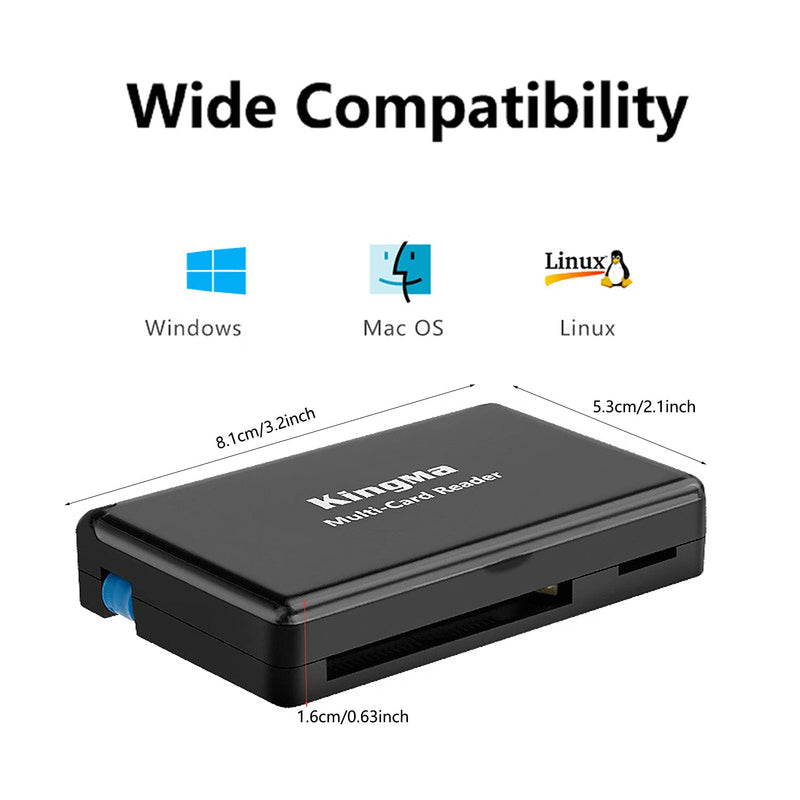 [Australia - AusPower] - SD Card Reader, 3 in 1 Portable USB 3.0 Card Adapter 5Gbps High Speed Square USB C to SD Card Extender Storage CF TF Reader for Windows Mac OS Linux 