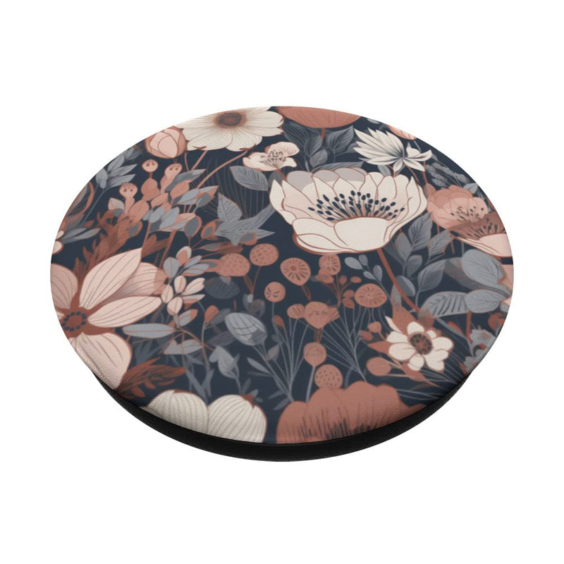 [Australia - AusPower] - Boho Women Aesthetic Minimalist Floral Wildflower Pattern PopSockets Swappable PopGrip Black 