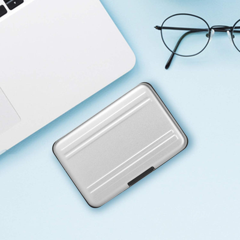 [Australia - AusPower] - Qkenvo Aluminum Shock Resistant Carrying Box Holder Memory Card Storage Box Case Holder 8 Slots for SD SDHC MMC Micro SD TF Cards Silver 