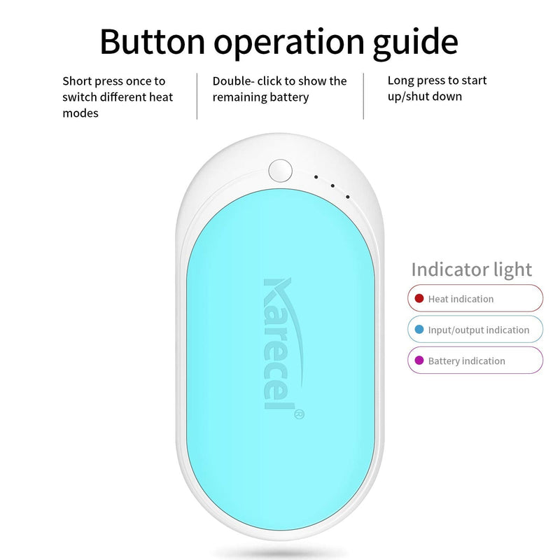 [Australia - AusPower] - Karecel Hand Warmers Rechargeable, USB Hand Warmer Reusable 5200mAh Powerbank Portable Heater Battery Hot Pocket Warmer Electric Handwarmers, Great Gifts for Men and Women in Cold Wether Winter Mint 