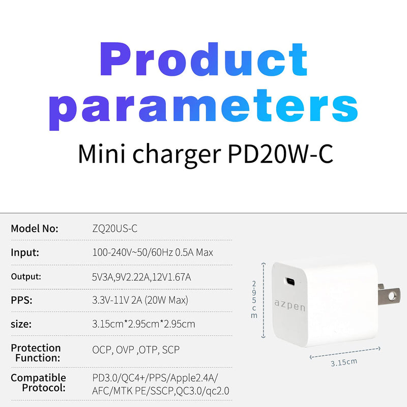 [Australia - AusPower] - Fast Magnetic Wireless Charger and PD 20 Watt USB Type c Wall Power Adapter Bundle by Azpen. Quick Charger for iPhone 12 Models and All Other Qi Wireless Enabled Devices 