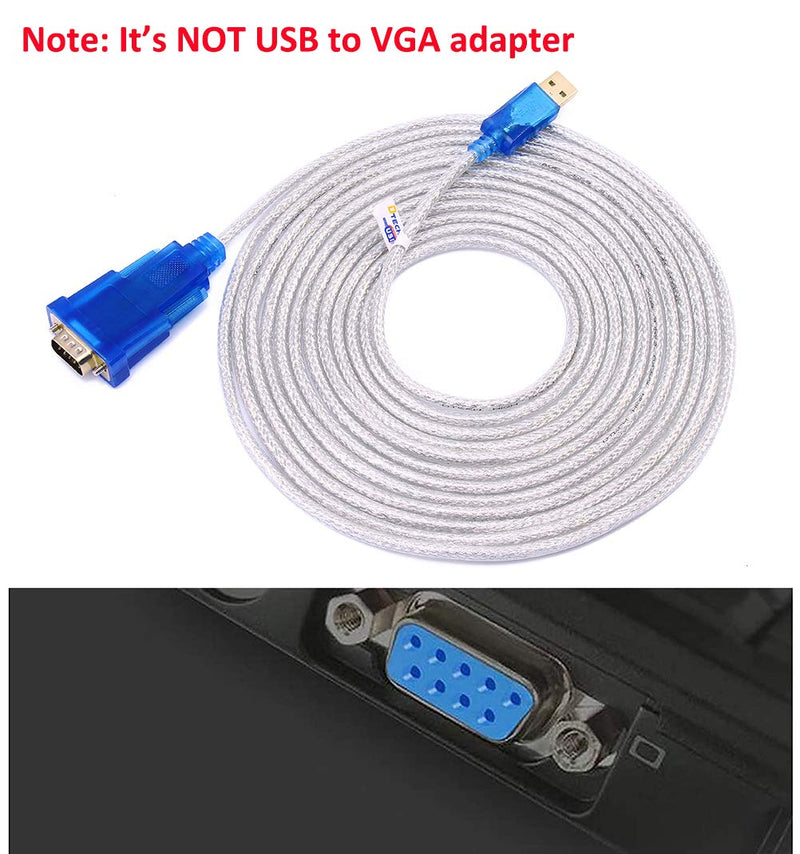 [Australia - AusPower] - DTECH USB to Serial Adapter Cable 16 ft DB9 Male RS232 to USB Cord with FTDI Chip Supports Windows 11 10 8 7 Mac Linux (5m) 16ft USB to DB9 serial male cable 