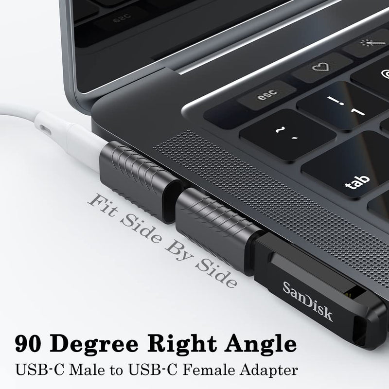 [Australia - AusPower] - AuviPal USB C 90 Degree Adapter (2 Pack), 40Gbps USB C Male to USB C Female Connector, USB Type C Thunderbolt 4/3 Extender for MacBook Pro, iMac, iPad Pro, Tablet, Phones and Other Type C Devices 