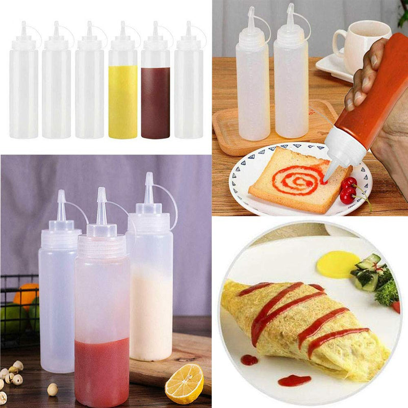 [Australia - AusPower] - 6 Pack 24oz Squeeze Bottle Condiment Squeeze Bottles Plastic ketchup Squeeze Squirt bottle For Sauce,BBQ,Dressing,Paint,Workshop,Arts and Crafts 