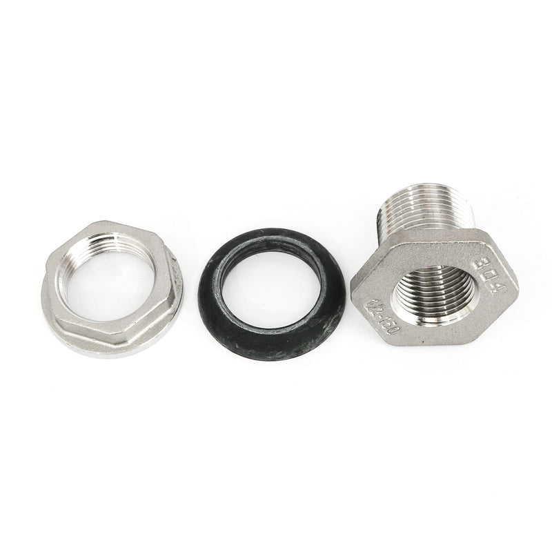 [Australia - AusPower] - heyous Bulkhead Fittings Stainless Steel 1/2" NPT Female Thread Water Tank Connector Adapter Fitting with Gasket for Water Tank, Bathtub and Sink, Compression Bulkhead Fittings 