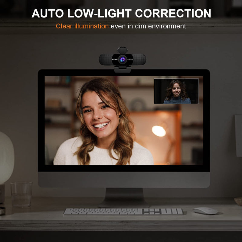 [Australia - AusPower] - 1080P Webcam with Microphone, eMeet C960 Web Camera, 2 Mics Streaming Webcam with Privacy Cover, 90°View Computer Camera, Plug&Play USB Webcam for Calls/Conference, Zoom/Skype/YouTube, Laptop/Desktop 