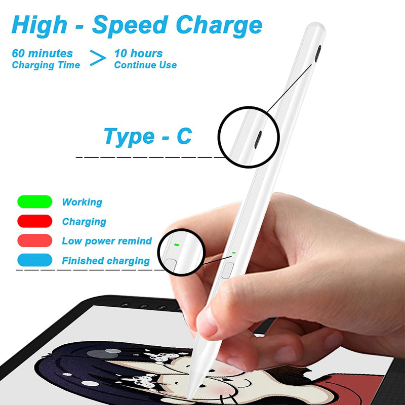 [Australia - AusPower] - Stylus Pen for iPad with Tilt Palm Rejection iPad Stylus Rechargeable Magnetic iPad Pencil Compatible with iPad Pro 11"/12.9" (2018-2021), iPad 6th/7th/8th Gen, iPad Mini 5th Gen, iPad Air 3rd/4th Gen 