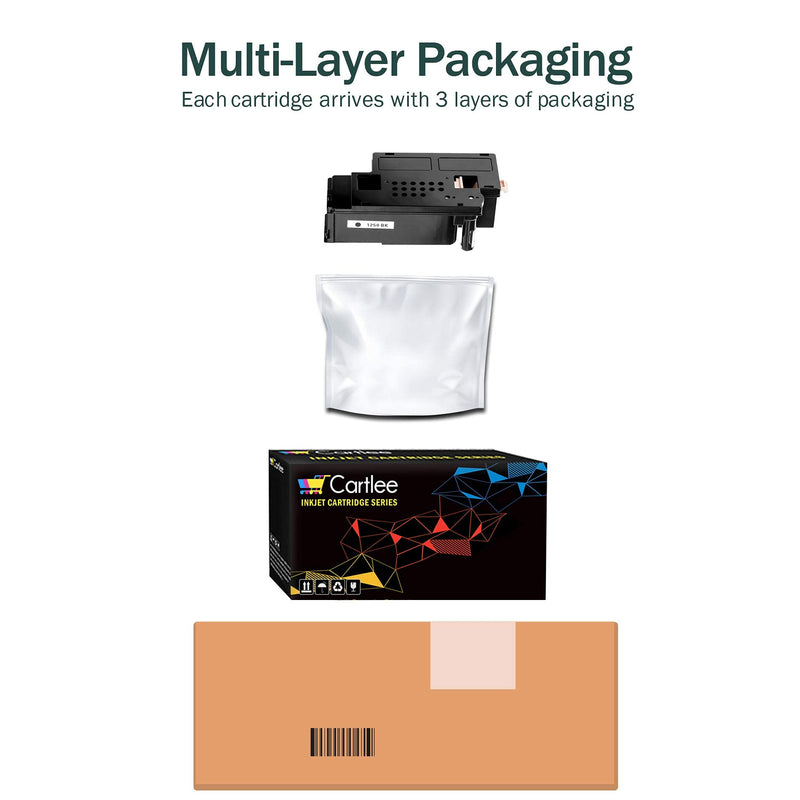 [Australia - AusPower] - Cartlee 5 pk Compatible High Yield Laser Toner Cartridges Replacement Ink for Dell 1250c 1250 1350cnw 1355cn 1355w 1355cnw C1760nw C1765nfw c1760 C1765nf printer (2 Black, 1 Cyan, 1 Magenta, 1 Yellow) 