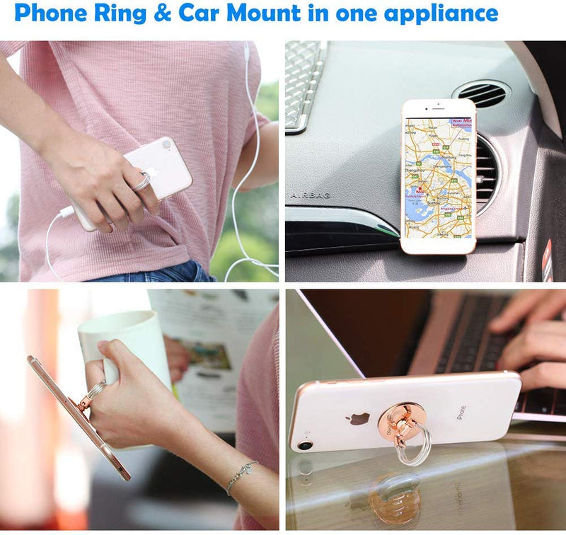 [Australia - AusPower] - Emoly Phone Ring Holder Finger Kickstand - Upgraded 2 in 1 Universal 360° Rotation Metal Ring Grip for Magnetic Car Mount Compatible with All Smartphone- Silver 
