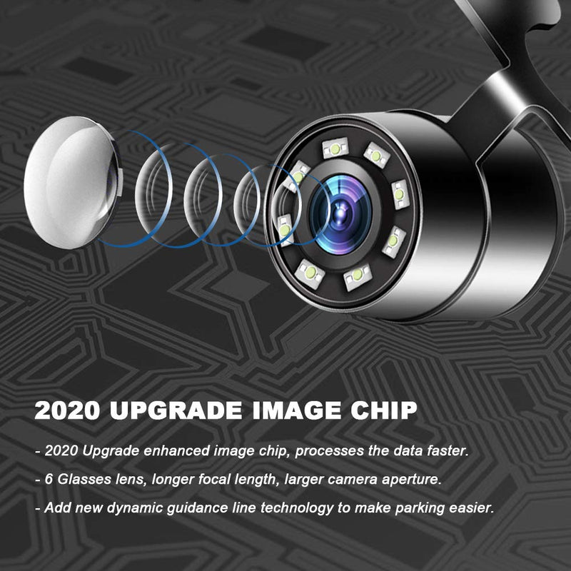 [Australia - AusPower] - Back up Camera, Niloghap Universal IP69K Waterproof Rear View Camera, 8 LED Lights Infrared Night-viewer with 140° Dynamic Path Guide Line Reverse Camera for Car Pickup Truck SUV RV Van Dark black 