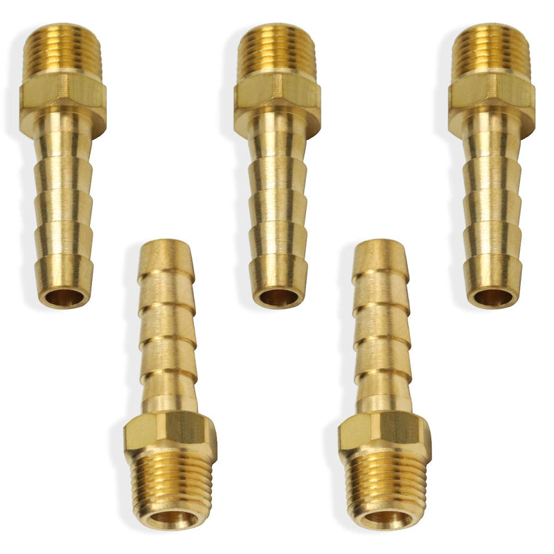 [Australia - AusPower] - Boeray Hose Barb Fittings 1/4 Inch Barb to 1/8 Inch NPT Male Thread Air Hose Fitting Adapter Pack of 5 1/4" Barb to 1/8" 