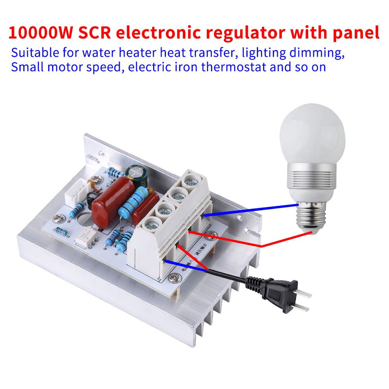 [Australia - AusPower] - Walfront Dimmer Switch,10000W SCR Digital Voltage Regulator Speed Control Dimmer Thermostat AC 220V 80A 