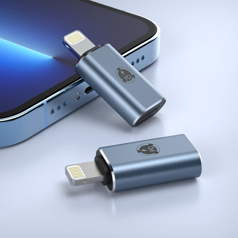 [Australia - AusPower] - TechMatte USB C to Lightning Adapter, [2 Pack] 27W PD Fast Charging Compatible with iPhone/iPad/iPod/AirPods, Support Data Transfer, Not Support Headphones/OTG, with Anti-Lost Holder 2 Pack 