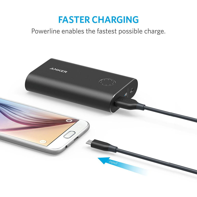 [Australia - AusPower] - Anker Powerline Micro USB - Charging Cable, with Aramid Fiber and 5000+ Bend Lifespan for Samsung, Nexus, LG, Motorola, Android Smartphones and More (Gray, 6ft) Grey 