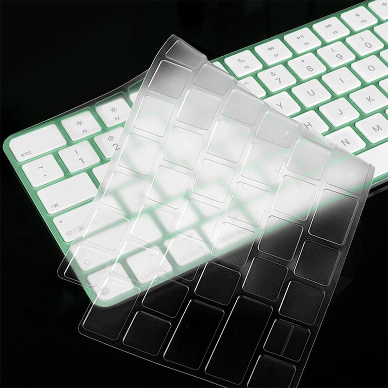 [Australia - AusPower] - Keyboard Cover Skin for 2021 Apple iMac 24 inch Magic Keyboard with Touch ID, iMac 24 inch 2021 Accessories, Ultra Thin TPU Apple iMac 24 inch A2449 Waterproof Keyboard Protector-Clear/Transparent 