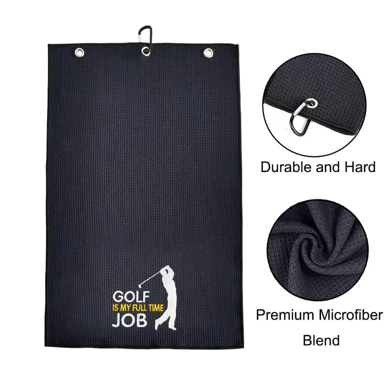 [Australia - AusPower] - DYJYBMY Golfing is My Full Time Job Golf Towel, Embroidered Golf Towels for Golf Bags with Clip, Golf Gifts for Men Women, Birthday Gifts for Golf Fan, Retirement Gifts 