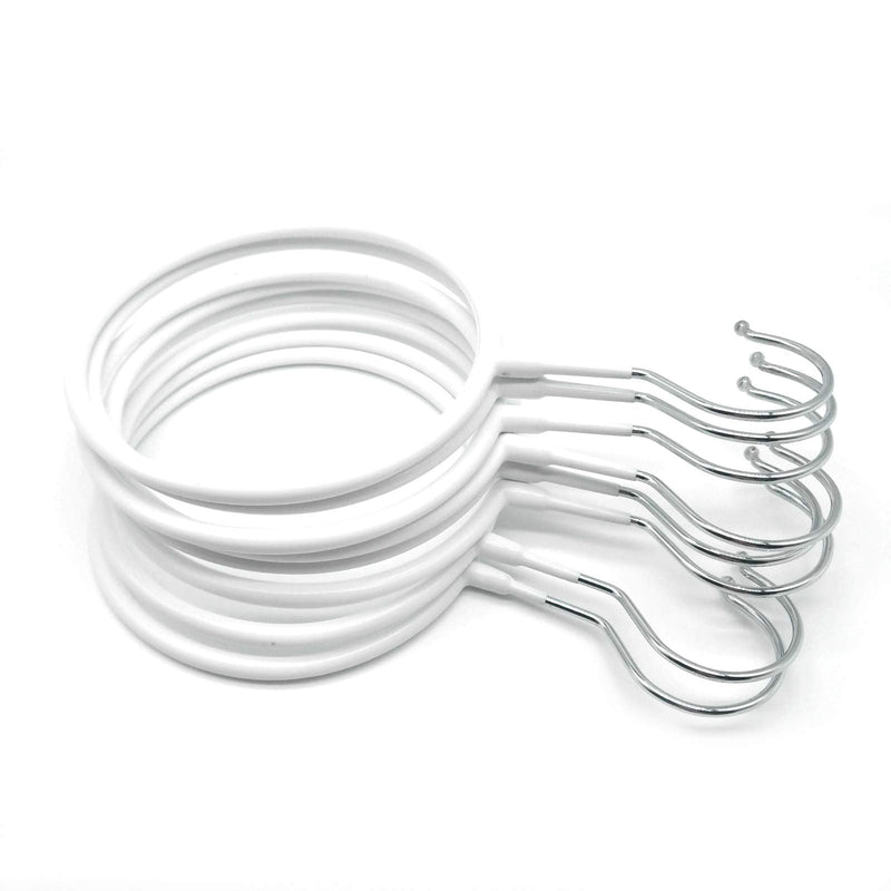 [Australia - AusPower] - Joyindecor Belt/Scarf Hangers for Closet - 8 PCS Nonslip Steel Tie Rings Holder Organizer for Neckties, Shawls Scarves, Pashminas (White) White 
