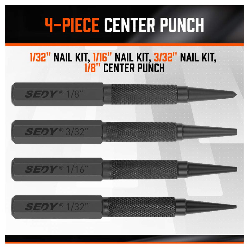 [Australia - AusPower] - SEDY 4-Piece Nail Setter Punch & Center Punch Set 