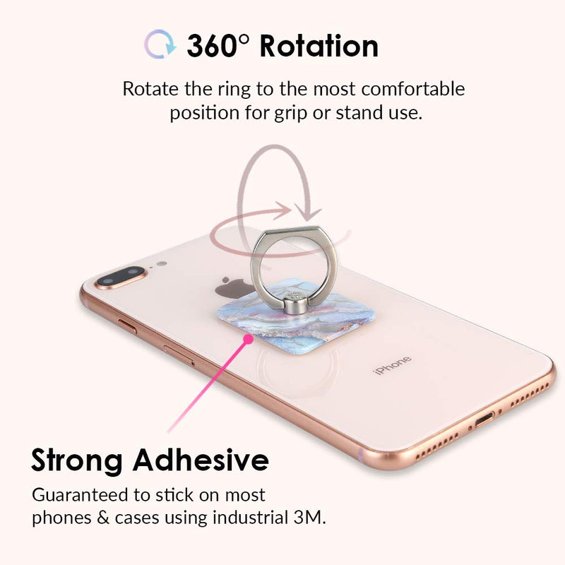 [Australia - AusPower] - Velvet Caviar Cell Phone Ring Holder - Finger Ring & Stand - Improves Phone Grip Compatible with iPhone, Galaxy and Most Cases (Except Silicone/Leather) - Moonstone Holographic Pink Blue Marble Holographic Moonstone 