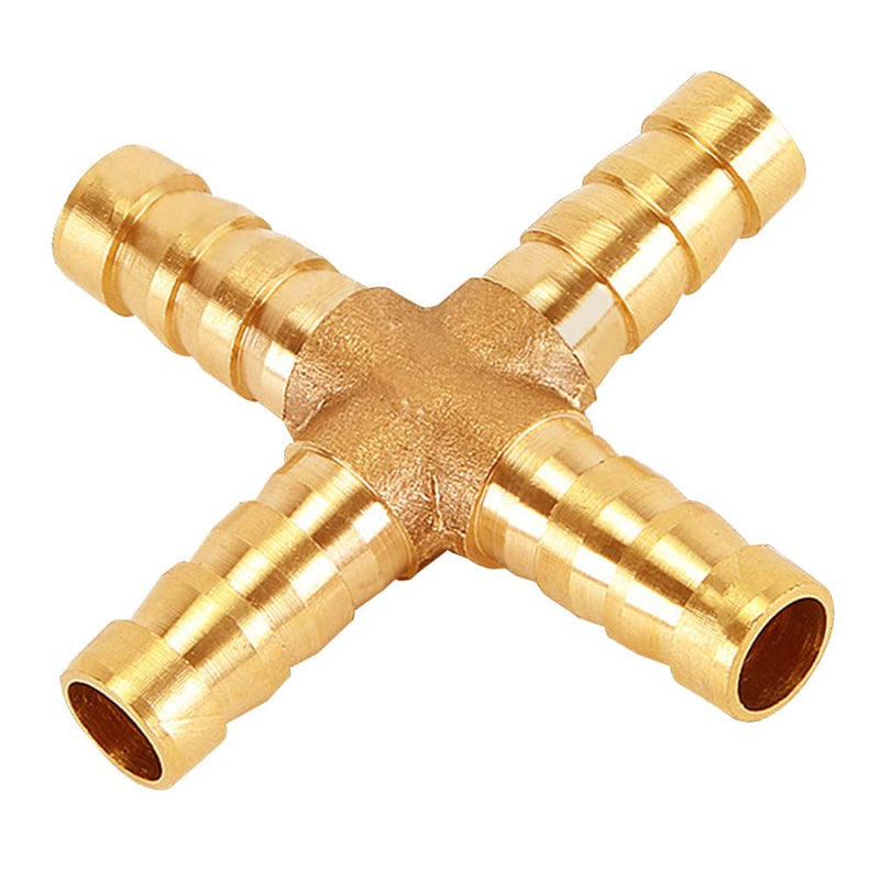 [Australia - AusPower] - Uenede 2PCS Solid Brass 十 Barb Fittings 3/8"OD 4-Way Union Intersection Hose Pipe Barb Fitting for Water/Oil/Gas 3/8 Inch 