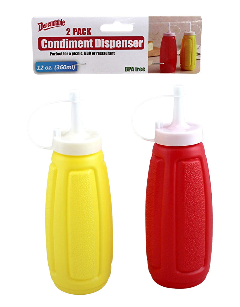 [Australia - AusPower] - 2 Piece Plastic Squeeze Mustard Ketchup Salad Dressing Condiment Set 12 Ounce BPA Free 