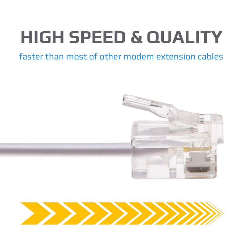 [Australia - AusPower] - RJ11 Cable ADSL 10ft Extension Lead Phone Cord Telephone Plug High Speed Xfinity Internet Broadband Male to Male Router and Modem to RJ11 Phone Socket, Microfilter, Landline Wire (White) 10 Feet 