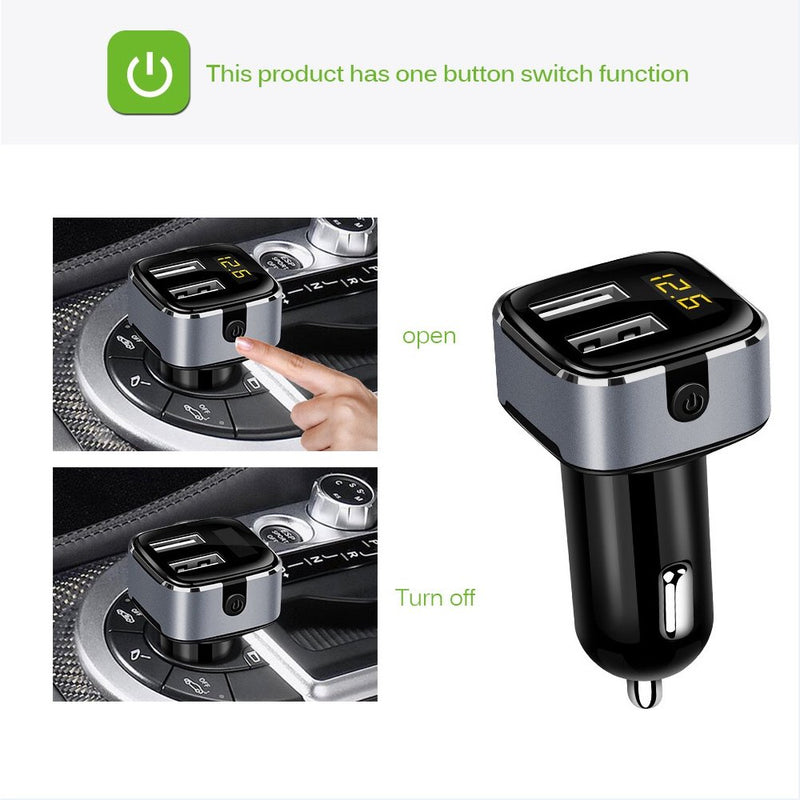 [Australia - AusPower] - SUMWE Dual USB Output Voltage Detection Car Charger with Smart Switch Quick Charge 3.1A - for iPhone X/8/7/6s/Plus, Samsung Galaxy S21/20/Note 10, Google Pixel - Gray 