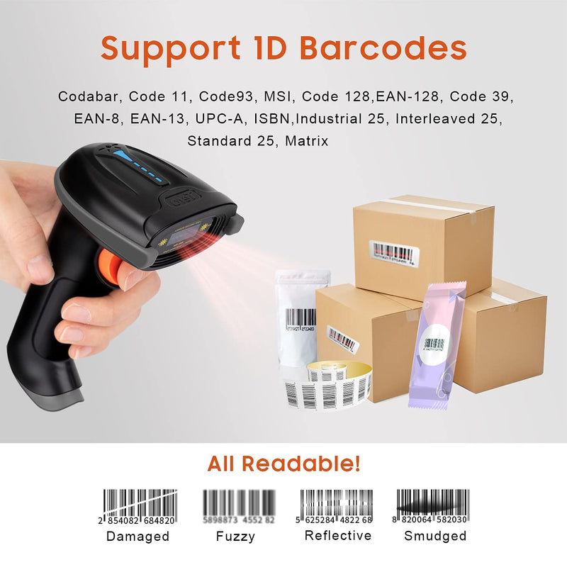 [Australia - AusPower] - Tera Barcode Scanner Wireless Versatile 2-in-1 (2.4Ghz Wireless+USB 2.0 Wired) with Battery Level Indicator, 328 Feet Transmission Distance Rechargeable 1D Laser Bar Code Reader USB Handheld (Grey) Grey 