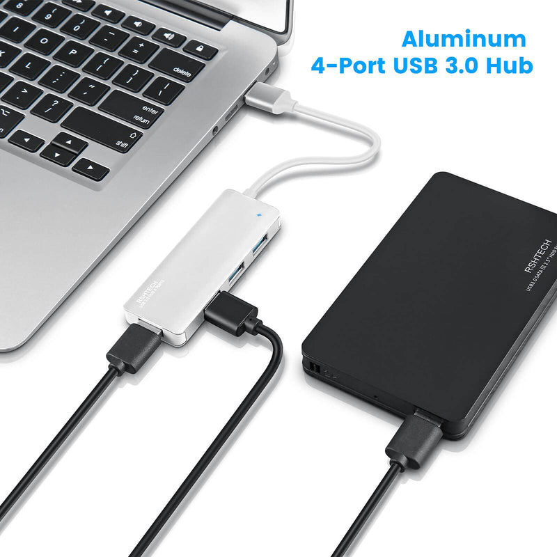 [Australia - AusPower] - RSHTECH Aluminum Dual Bay Hard Drive Dock+Aluminum 4 Port Ultra Slim USB 3.0 Data Hub 