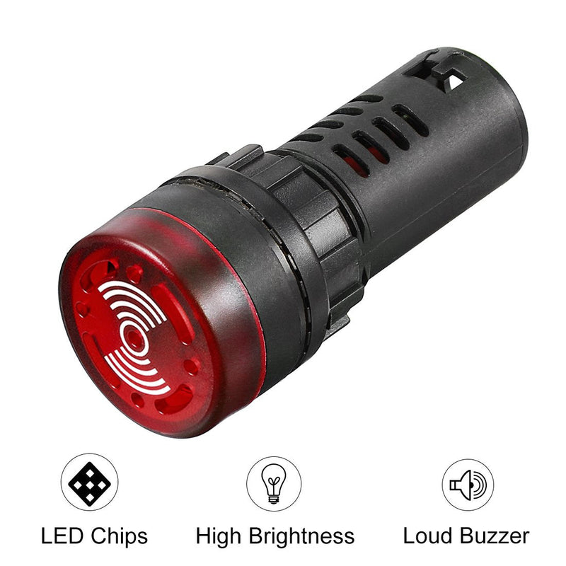 [Australia - AusPower] - uxcell 5Pcs Red Indicator Light with Buzzer AC/DC 110V, 22mm Panel Mount Flashing Alarm, for Electrical Control Panel, HVAC, DIY Projects 